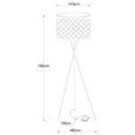 Lampadar nichel mat, textil negru auriu metalizat, abajur cu perforații pentru décor, cablu de 1,8 m, comutator, D: 620, H: 1600, excl. 1xE27 60W 230V. - imagine 5