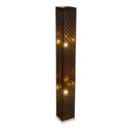 Lampadar nichel mat, textil negru auriu metalizat, abajur cu perforații pentru décor,  cablu de 1,8 m, intrerupator, LxWxH: 150x150x1180, excl. 2xE27 40W 230V.