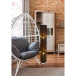 Lampadar nichel mat, textil negru auriu metalizat, abajur cu perforații pentru décor,  cablu de 1,8 m, intrerupator, LxWxH: 150x150x1180, excl. 2xE27 40W 230V. - imagine 3
