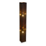 Lampadar nichel mat, textil negru auriu metalizat, abajur cu perforații pentru décor,  cablu de 1,8 m, intrerupator, LxWxH: 150x150x1180, excl. 2xE27 40W 230V. - imagine 4