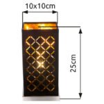 Veioza nichel mat, textil negru auriu metalizat, abajur cu perforații pentru décor, cablu de 1,5 m, , comutator, LxlxH: 110x110x250, excl. 1xE14 40W 230V. - imagine 4