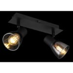 Spot metal negru mat, sticlă fumă, comutator basculant pe articol, Lxlxh: 250x70x155mm, excl 2x E14 40W 230V - imagine 3