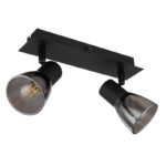 Spot metal negru mat, sticlă fumă, comutator basculant pe articol, Lxlxh: 250x70x155mm, excl 2x E14 40W 230V - imagine 4