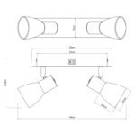 Spot metal negru mat, sticlă fumă, comutator basculant pe articol, Lxlxh: 250x70x155mm, excl 2x E14 40W 230V - imagine 6