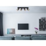 Spot metal negru mat, sticlă afumată, Lxlxh: 500x70x155mm,excl 4x E14 40W 230V - imagine 2