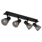 Spot metal negru mat, sticlă afumată, Lxlxh: 500x70x155mm,excl 4x E14 40W 230V - imagine 3