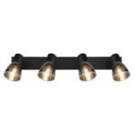 Spot metal negru mat, sticlă afumată, Lxlxh: 500x70x155mm,excl 4x E14 40W 230V - imagine 4