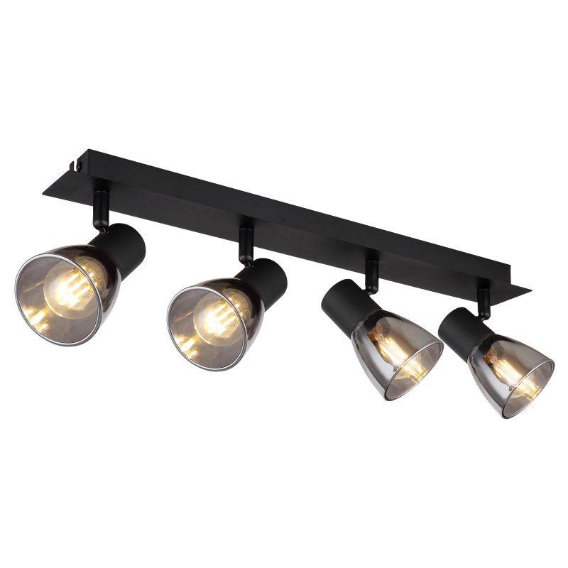 claude-54307-4-g27527 Spot metal negru mat, sticlă afumată, Lxlxh: 500x70x155mm,excl 4x E14 40W 230V - imagine 1