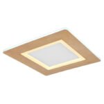 Plafonieră alb metalic, reproducere din lemn acrilic, alb acrilic, L x l x I: 300x300x50mm, inclusiv LED 23,4W 230V, sursă 2560lm, putere 1300lm, CCT 2700-6500K, interior LED 2700K, exterior LED 6500K