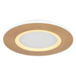 Plafonieră alb metalic, imitație de lemn acrilic, alb acrilic, ø: 300mm, I: 50mm, incl. LED 23,4W 230V, sursă 2550lm, putere 1370lm, CCT 2700-6500K, interior LED 2700K, exterior LED 6500K