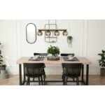 Corp de iluminat suspendat metal negru mat, lemn natural, sticlă fumurie, cablu PVC negru, reglaj înălțime, L x l x I: 850x150x1200mm, fără becuri 4xE27 25W 230V - imagine 2