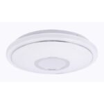 Plafoniera, metal alb, alb acrilic, crom, efect sclipitor, compatibil cu Google Assistant si telecomanda Alexa, schimbator de culoare, fixare culoare, ø400, V:80, LED 16W+RGB LED 3W 230V, sursa 1600lm, iesire 1100lm, schimbare culori 2700-6500K - imagine 3