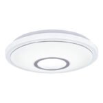 Plafoniera, metal alb, alb acrilic, crom, efect sclipitor, compatibil cu Google Assistant si telecomanda Alexa, schimbator de culoare, fixare culoare, ø400, V:80, LED 16W+RGB LED 3W 230V, sursa 1600lm, iesire 1100lm, schimbare culori 2700-6500K - imagine 5