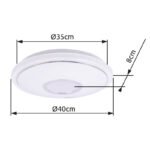 Plafoniera, metal alb, alb acrilic, crom, efect sclipitor, compatibil cu Google Assistant si telecomanda Alexa, schimbator de culoare, fixare culoare, ø400, V:80, LED 16W+RGB LED 3W 230V, sursa 1600lm, iesire 1100lm, schimbare culori 2700-6500K - imagine 6