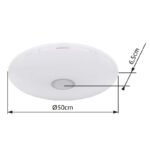Plafoniera, alb acrilic, crom, efect strălucitor, compatibil cu Google Assistant și Alexa, temporizator, reglabil, telecomandă, schimbarea și fixarea culorilor,Ø500 V:65,LED 30W+RGB LED 5W 230V,sursă 3400lm, ieșire 2400lm,schimbare culori 3000-6500K - imagine 6