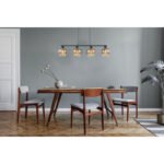 Lampă suspendată din metal negru mat, sticlă fumurie, cristale de sticlă transparente, cablu textil negru, înălțimea poate fi redusă (lampă suspendată), L x l x I: 1140x210x1200mm, fără 4x E27 LED 9W 230V - imagine 2