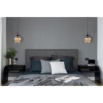 Lampă cu suspensie metal negru mat, sticlă fumurie, cristale de sticlă transparente, cablu textil negru, înălțimea poate fi scurtată (lampă cu suspensie), ø: 210mm, I: 1200mm, excl. 1x E27 LED 9W 230V - imagine 2