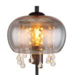 Lampă de masă metal negru mat, sticlă fumurie, cristale de sticlă transparente, cablu textil negru, întrerupător pe cablu, ø: 210mm, I: 450mm, lungime cablu 1500mm, fără 1x E27 LED 9W 230V - imagine 4