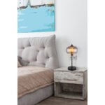 Lampă de masă metal negru mat, sticlă fumurie, cristale de sticlă transparente, cablu textil negru, întrerupător pe cablu, ø: 210mm, I: 450mm, lungime cablu 1500mm, fără 1x E27 LED 9W 230V