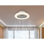 Ventilator de tavan din metal/plastic cromat, cristale acrilice transparente, plastic alb, reglabil, culorile pot fi fixate, funcție de memorie, telecomandă, 25m², ø:500mm, H:175mm, LED 40W 230V, sursă 300-3900lm, ieșire 260-2500lm, CCT3000-6500K - imagine 2