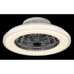 Ventilator de tavan din metal/plastic cromat, cristale acrilice transparente, plastic alb, reglabil, culorile pot fi fixate, funcție de memorie, telecomandă, 25m², ø:500mm, H:175mm, LED 40W 230V, sursă 300-3900lm, ieșire 260-2500lm, CCT3000-6500K - imagine 3