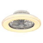Ventilator de tavan din metal/plastic cromat, cristale acrilice transparente, plastic alb, reglabil, culorile pot fi fixate, funcție de memorie, telecomandă, 25m², ø:500mm, H:175mm, LED 40W 230V, sursă 300-3900lm, ieșire 260-2500lm, CCT3000-6500K - imagine 4