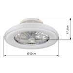 Ventilator de tavan din metal/plastic cromat, cristale acrilice transparente, plastic alb, reglabil, culorile pot fi fixate, funcție de memorie, telecomandă, 25m², ø:500mm, H:175mm, LED 40W 230V, sursă 300-3900lm, ieșire 260-2500lm, CCT3000-6500K - imagine 6