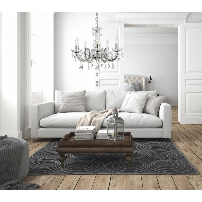 cuimbra-ii-63116-5-g17766-3 Candelabru, transparent,crom, cristale acrilice, D: 440, H: 1280, excl 5xE14 40W 230V - imagine 1