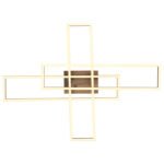 Plafonieră metal negru mat, MDF aspect lemn închis, aluminiu negru mat, plastic opal, crom, mobilă, LxLxA: 800x600x100mm, dimensiuni dreptunghiulare: 13 x 60 cm, incl. LED 40W 230V, sursă 4230lm, ieșire 1650lm, 3000K - imagine 5