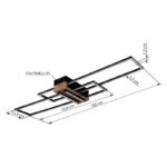 Plafonieră metal negru mat, MDF aspect lemn închis, aluminiu negru mat, plastic opal, LxLxH: 1000x250x97mm, incl. LED 40W 230V, sursă 4700lm, ieșire 1920lm, 3000K - imagine 6