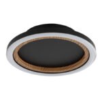 Plafonieră metal negru mat, ABS negru mat, aluminiu aspect lemn închis, plastic opal, ø: 205mm, H: 51mm, incl. LED 12W 230V, sursă 1430lm, ieșire 490lm, 3000K - imagine 3