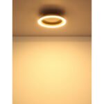 Plafonieră metal negru mat, ABS negru mat, aluminiu aspect lemn închis, plastic opal, ø: 205mm, H: 51mm, incl. LED 12W 230V, sursă 1430lm, ieșire 490lm, 3000K - imagine 5