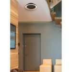 Plafonieră metal negru mat, ABS negru mat, aluminiu aspect lemn închis, plastic opal, ø: 205mm, H: 51mm, incl. LED 12W 230V, sursă 1430lm, ieșire 490lm, 3000K