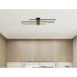 Plafonieră metal negru mat, aluminiu întunecat cu efect de lemn, ABS negru mat, plastic opal, LxWxH: 600x168x66mm, incl. LED 20W 230V, sursă 2430lm, ieșire 1000lm, 3000K - imagine 2
