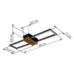 Plafonieră metal negru mat, aluminiu întunecat cu efect de lemn, ABS negru mat, plastic opal, LxWxH: 600x168x66mm, incl. LED 20W 230V, sursă 2430lm, ieșire 1000lm, 3000K - imagine 6