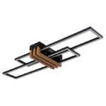 Plafonieră, metal negru mat, aluminiu întunecat cu efect de lemn, ABS negru mat, plastic opal, LxWxH: 800x230x86mm, incl. LED 30W 230V, sursă 3720lm, ieșire 1430lm, 3000K - imagine 3