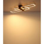 Plafonieră, metal negru mat, aluminiu întunecat cu efect de lemn, ABS negru mat, plastic opal, LxWxH: 800x230x86mm, incl. LED 30W 230V, sursă 3720lm, ieșire 1430lm, 3000K - imagine 6