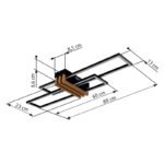 Plafonieră, metal negru mat, aluminiu întunecat cu efect de lemn, ABS negru mat, plastic opal, LxWxH: 800x230x86mm, incl. LED 30W 230V, sursă 3720lm, ieșire 1430lm, 3000K - imagine 7