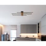 Plafonieră, metal negru mat, aluminiu întunecat cu efect de lemn, ABS negru mat, plastic opal, LxWxH: 800x230x86mm, incl. LED 30W 230V, sursă 3720lm, ieșire 1430lm, 3000K