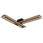 Plafonieră, metal negru mat, ABS negru mat, aluminiu cu efect de lemn închis, plastic opal, mobil, LxLxA: 900x210x100mm, incl. LED 30W 230V, sursă 3720lm, ieșire 1540lm, 3000K - imagine 5