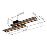 Plafonieră, metal negru mat, ABS negru mat, aluminiu cu efect de lemn închis, plastic opal, mobil, LxLxA: 900x210x100mm, incl. LED 30W 230V, sursă 3720lm, ieșire 1540lm, 3000K - imagine 6