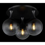 Plafonieră metal negru mat, sfere de sticlă de culoare fumurie, ø: 450mm, H: 255mm, excl. 3x E27 10W 230V - imagine 3