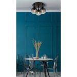 Plafonieră metal negru mat, sfere de sticlă de culoare fumurie, ø: 450mm, H: 255mm, excl. 3x E27 10W 230V