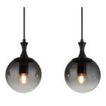 Lampă suspendată din metal negru mat, globuri de sticlă de culoare fumurie, cablu PVC negru, LxLxA: 900x150x1300mm, fără 4x E27 40W 230V - imagine 5