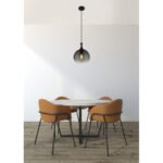 Lampă suspendată metal negru mat, globuri de sticlă de culoare fumurie, cablu PVC negru, ø: 250mm, H: 1410mm, fără 1x E27 10W 230V - imagine 2