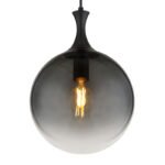 Lampă suspendată metal negru mat, globuri de sticlă de culoare fumurie, cablu PVC negru, ø: 250mm, H: 1410mm, fără 1x E27 10W 230V - imagine 4