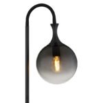 Lampă de podea din metal negru mat, glob din sticlă de culoare fumurie, cablu PVC negru, întrerupător cu pedală în cablu, LxLxA: 290x250x1520mm, lungime cablu 1800mm, fără 1x E27 40W 230V - imagine 4