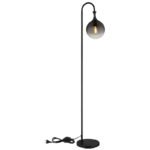 Lampă de podea din metal negru mat, glob din sticlă de culoare fumurie, cablu PVC negru, întrerupător cu pedală în cablu, LxLxA: 290x250x1520mm, lungime cablu 1800mm, fără 1x E27 40W 230V - imagine 5