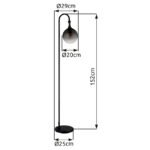 Lampă de podea din metal negru mat, glob din sticlă de culoare fumurie, cablu PVC negru, întrerupător cu pedală în cablu, LxLxA: 290x250x1520mm, lungime cablu 1800mm, fără 1x E27 40W 230V - imagine 6
