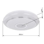 Plafoniera, crom, plastic alb, cristale acril, decor stralucitor, 200-3100lm, CCT 3000-6500K, memorie, dimabil,  telecomandă,culori fixabile, inclusiv 2 x AAA, D. 500, H: 95, inclusiv 1xLED 40W 230V, 3100lm - imagine 6